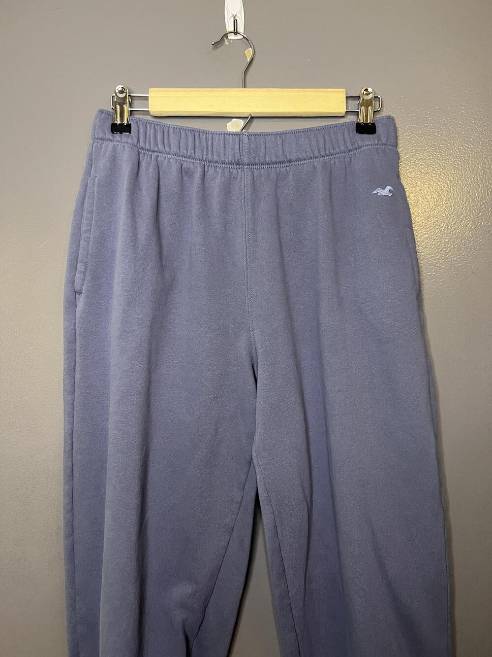 Hollister Sweatpants Women Small Blue Fleece Jogger Pants Adjustable Rise Lounge
